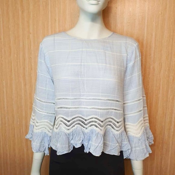 SEED HERITAGE Check Trim Frill Top Blouse - Picture 5 of 12